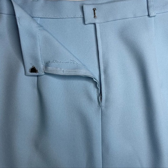 VINTAGE 70s 2-piece skirt SET baby blue matching skirtsuit minimalist workwear - Picture 8 of 10